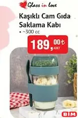 GLASS İN LOVE KAŞIKLI CAM GIDA SAKLAMA KABI 300 CC